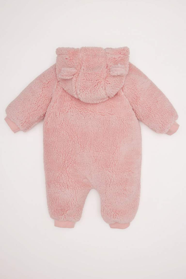 Baby Girl Newborn Plush Zippered Jumpsuit