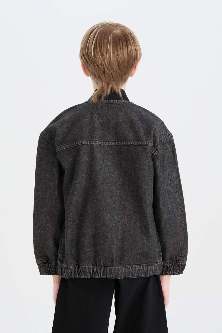 Boy College Collar Bomber Jean Jacket