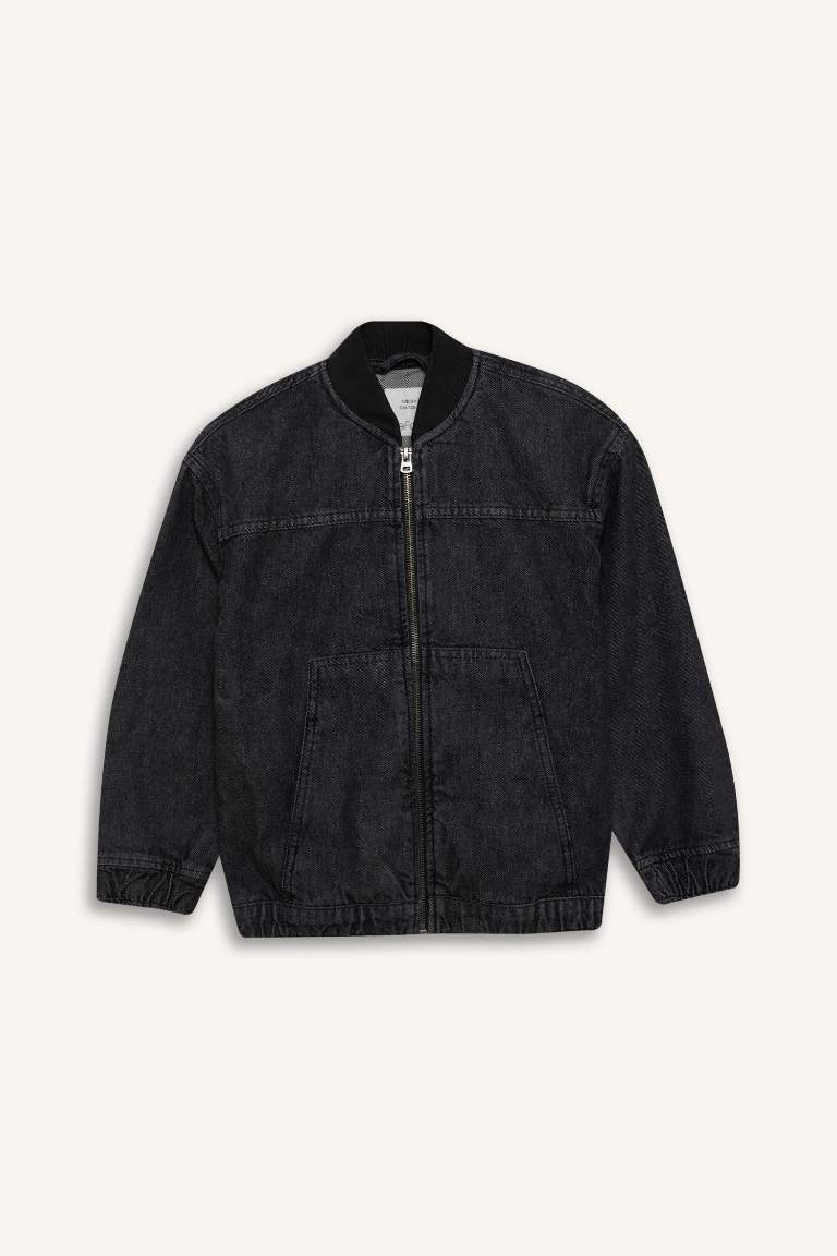 Boy College Collar Bomber Jean Jacket