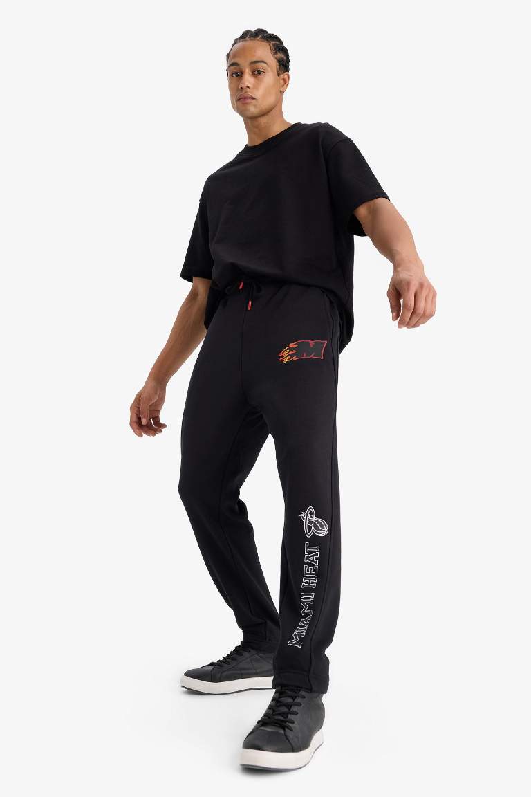 DeFactoFit NBA Miami Heat Kalın Jogger Eşofman Altı Standart Fit Cepli Esnek Bantlı Paça
