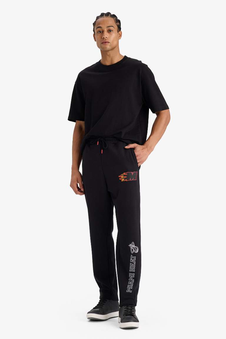 DeFactoFit NBA Miami Heat Kalın Jogger Eşofman Altı Standart Fit Cepli Esnek Bantlı Paça