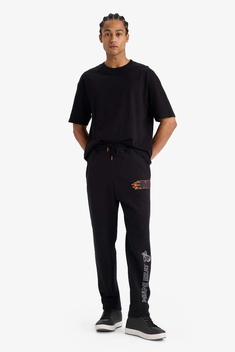 DeFactoFit NBA Miami Heat Kalın Jogger Eşofman Altı Standart Fit Cepli Esnek Bantlı Paça