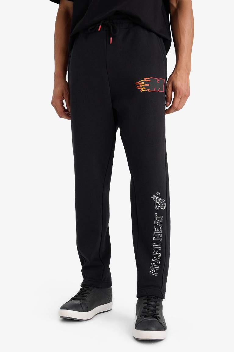 DeFactoFit NBA Miami Heat Kalın Jogger Eşofman Altı Standart Fit Cepli Esnek Bantlı Paça