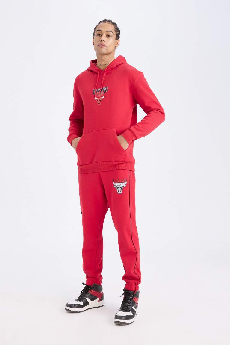 DeFactoFit NBA Chicago Bulls Kalın Jogger Eşofman Altı Standart Fit Cepli Beli Bağcıklı
