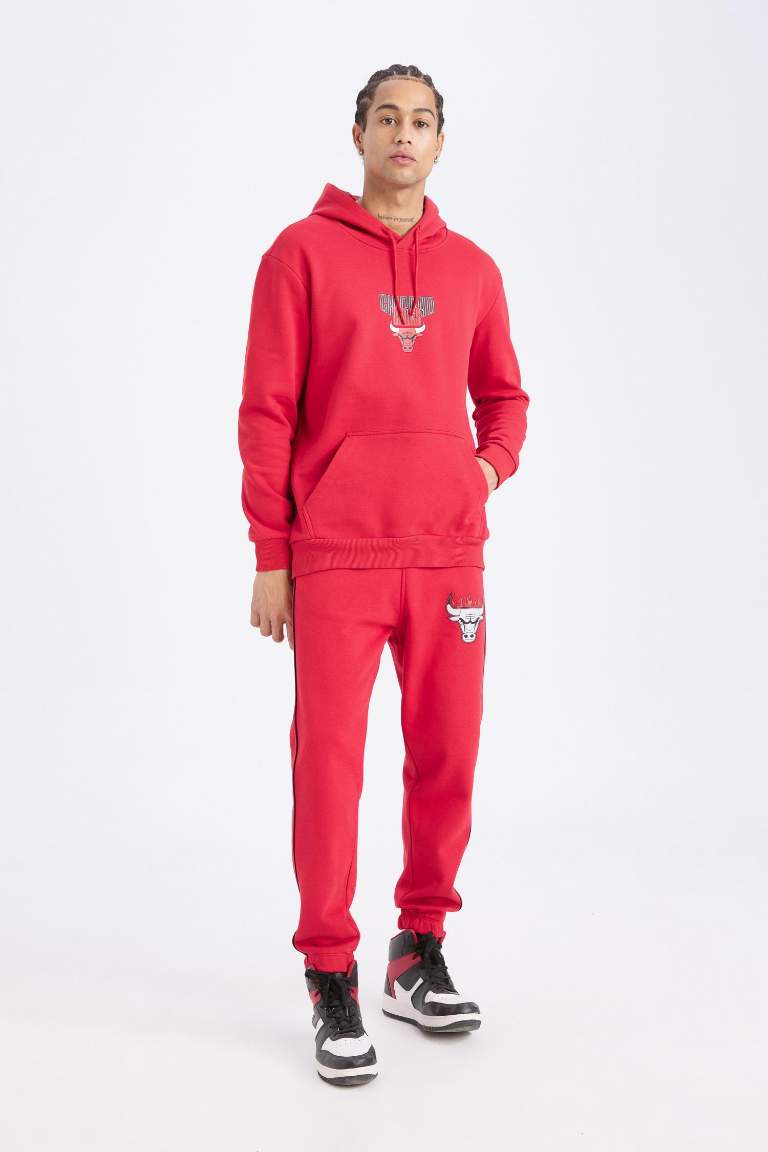 DeFactoFit NBA Chicago Bulls Kalın Jogger Eşofman Altı Standart Fit Cepli Beli Bağcıklı
