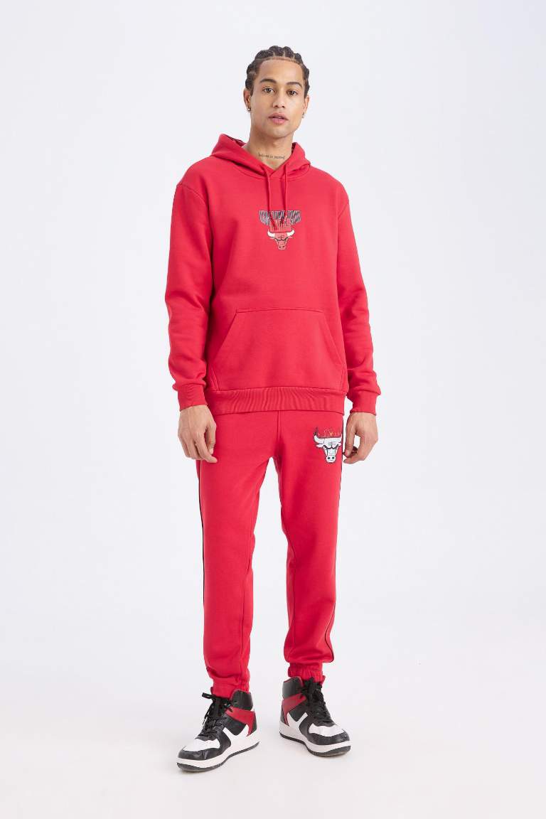 DeFactoFit NBA Chicago Bulls Kalın Jogger Eşofman Altı Standart Fit Cepli Beli Bağcıklı