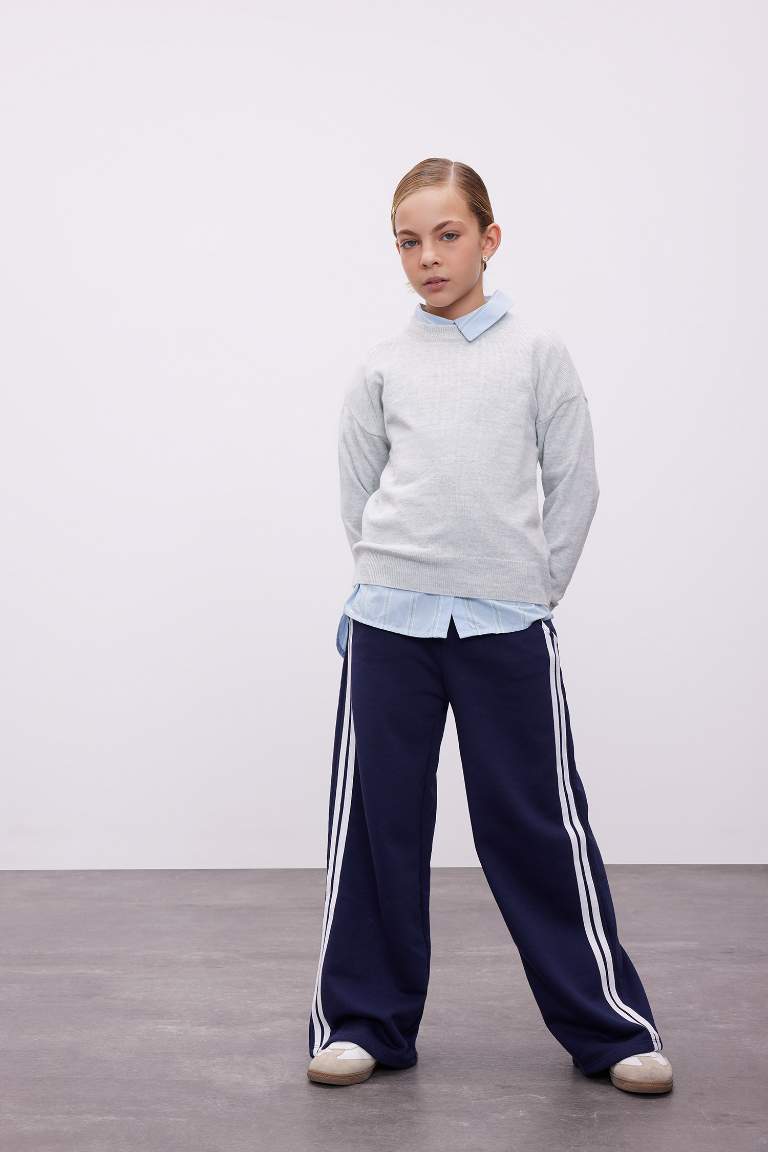 Pantalon Sweatpants rayé à jambes larges pour Fille