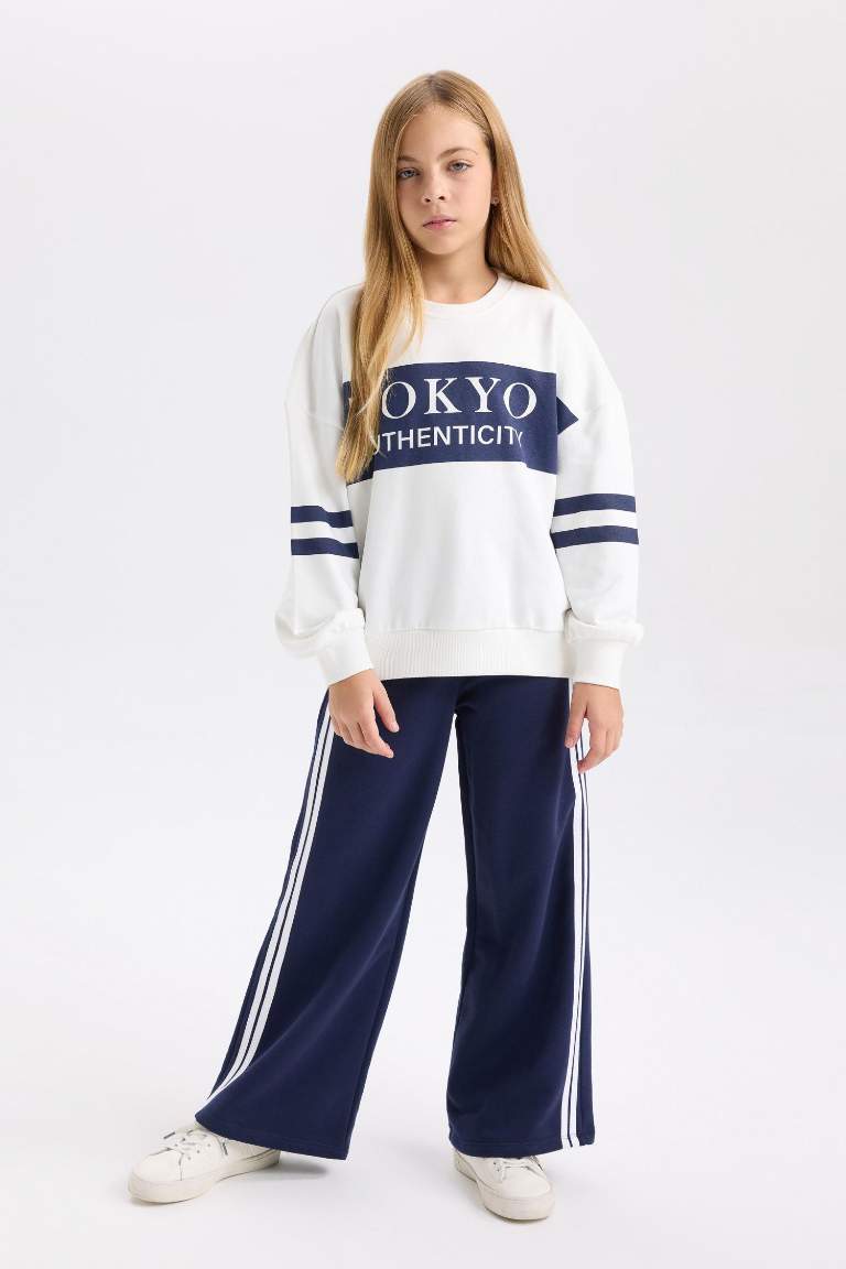 Girl Wide Leg Striped Sweatpants