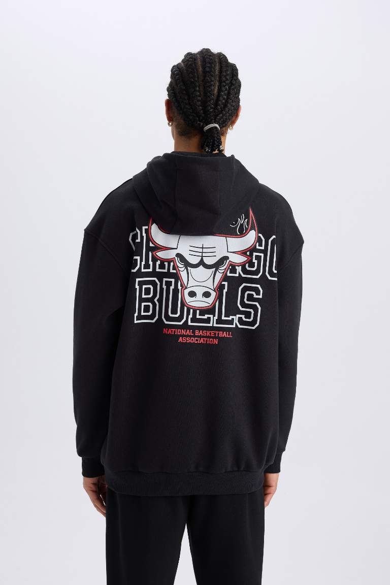 DeFactoFit NBA Chicago Bulls Boxy Fit Thick Sweatshirt