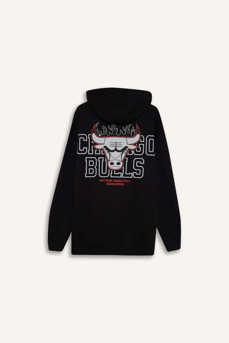 DeFactoFit NBA Chicago Bulls Boxy Fit Thick Sweatshirt