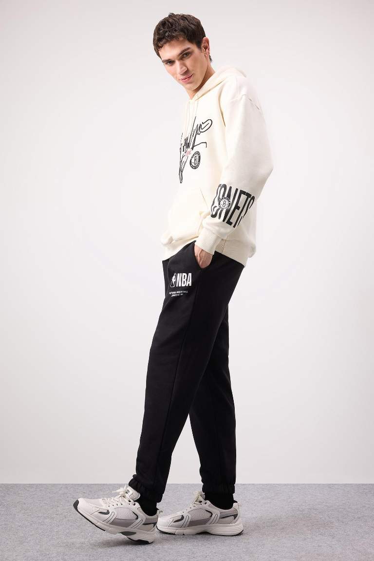 DeFactoFit NBA Wordmark Kalın Jogger Eşofman Altı Standart Fit Cepli Lastikli Paça