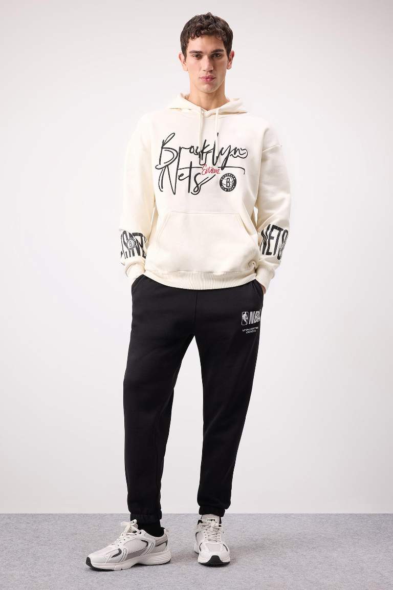 DeFactoFit NBA Wordmark Kalın Jogger Eşofman Altı Standart Fit Cepli Lastikli Paça