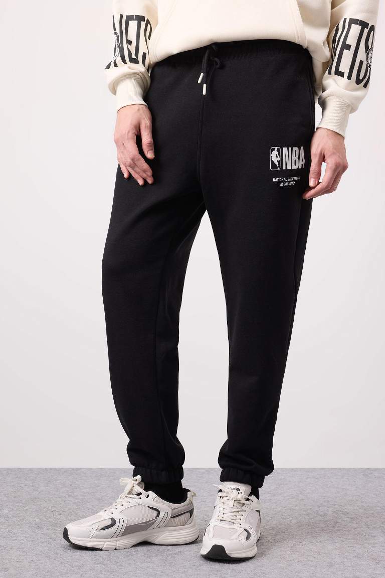 DeFactoFit NBA Wordmark Kalın Jogger Eşofman Altı Standart Fit Cepli Lastikli Paça