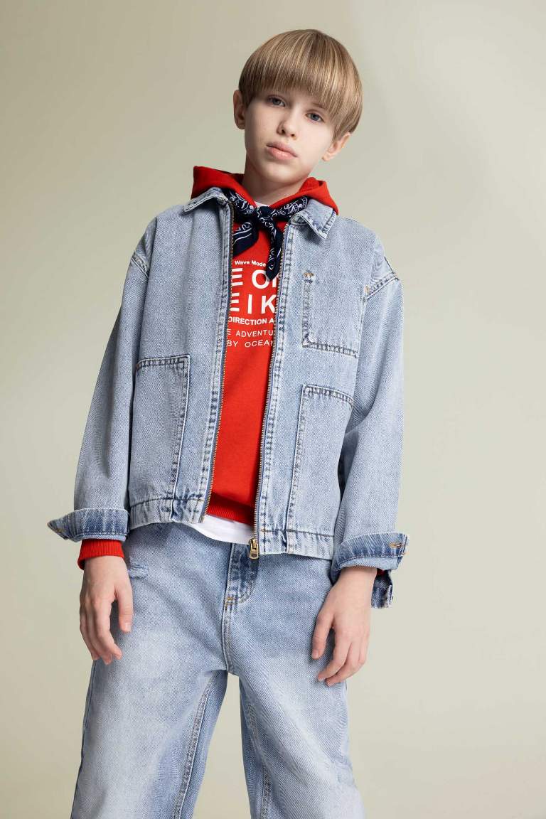 Veste en jean à col polo pour garçon