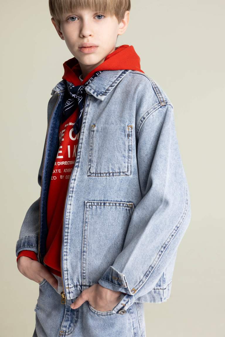 Veste en jean à col polo pour garçon