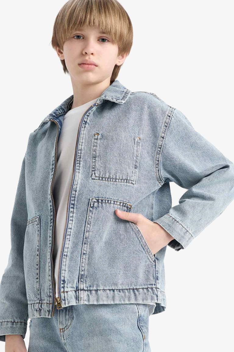 Veste en jean à col polo pour garçon