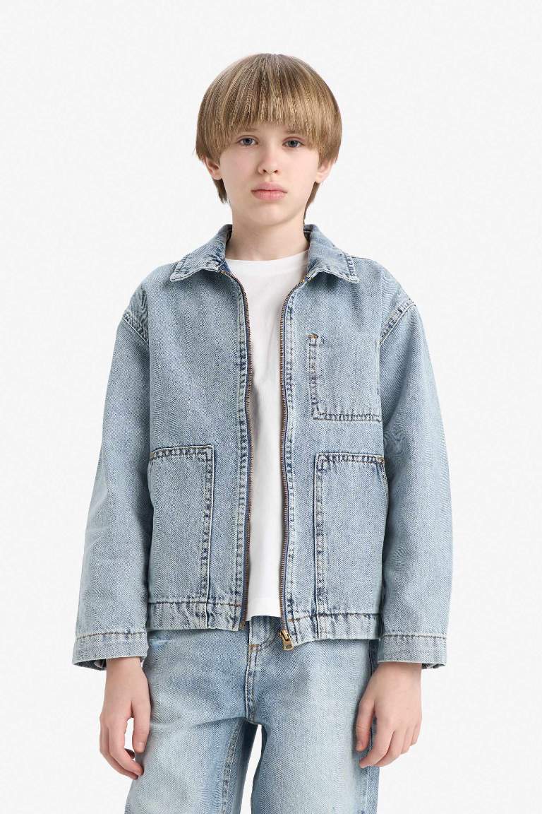 Veste en jean à col polo pour garçon