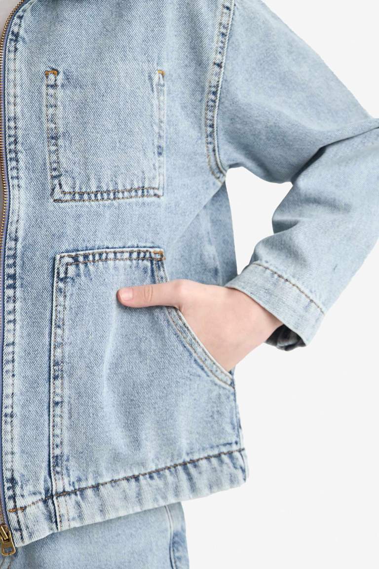 Veste en jean à col polo pour garçon