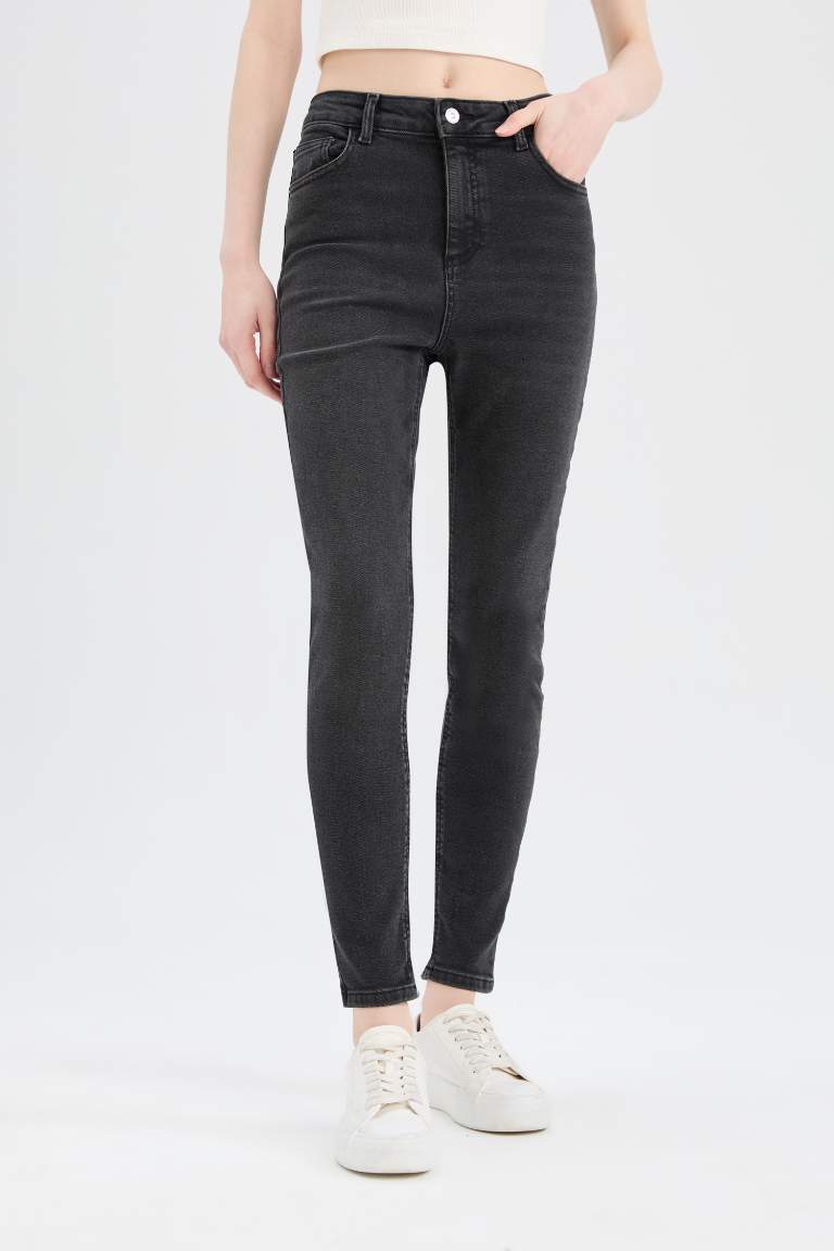 Skinny Fit High Waist Straight Leg Long Jeans