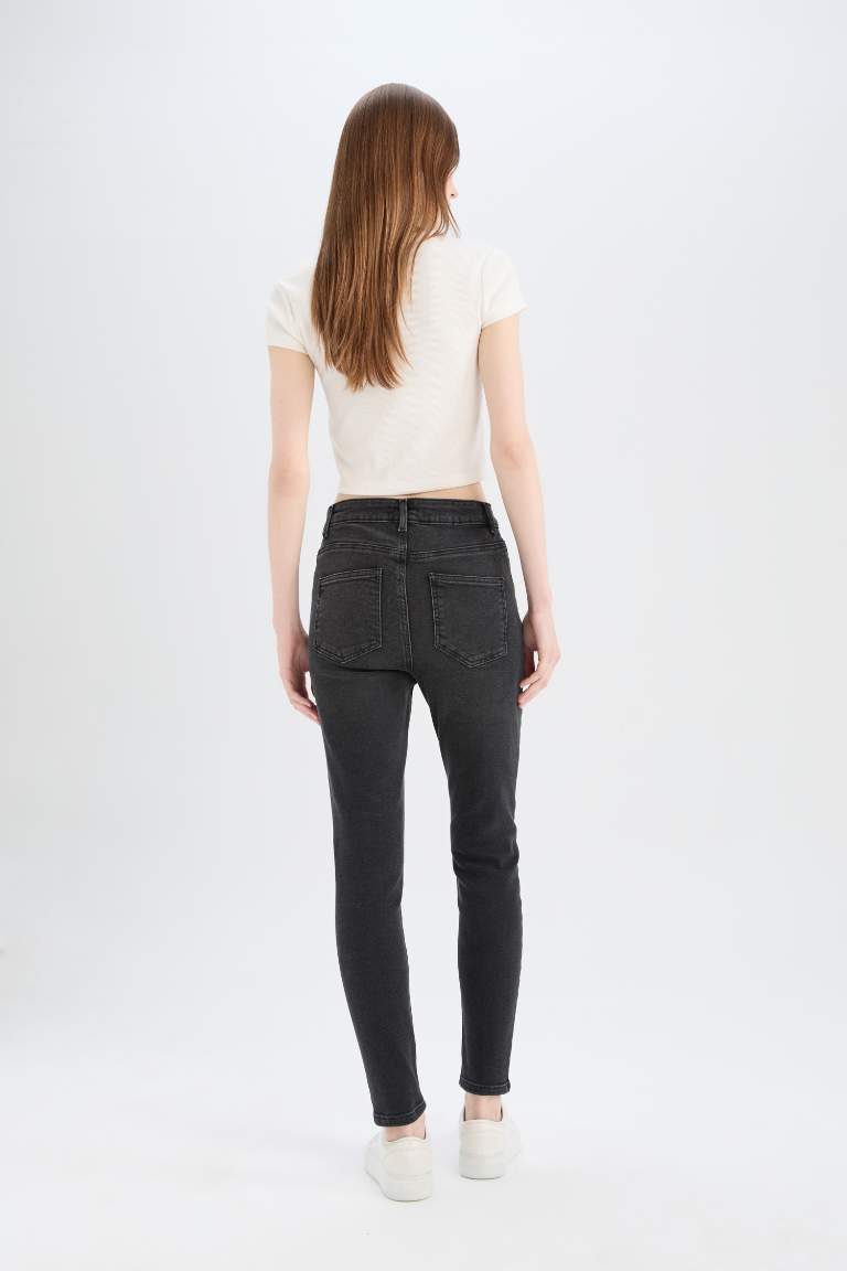 Skinny Fit High Waist Straight Leg Long Jeans