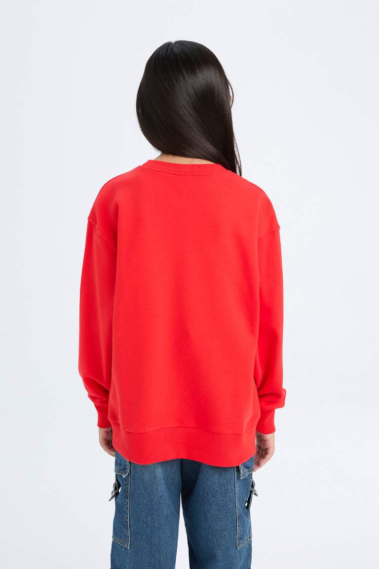 Sweat-shirt rouge imprimé  à coupe régulière pour Fille