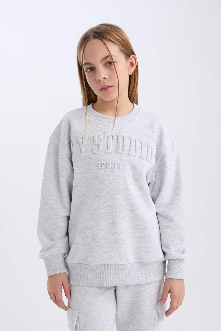 Girl Crew Neck Printed Sweatshirt