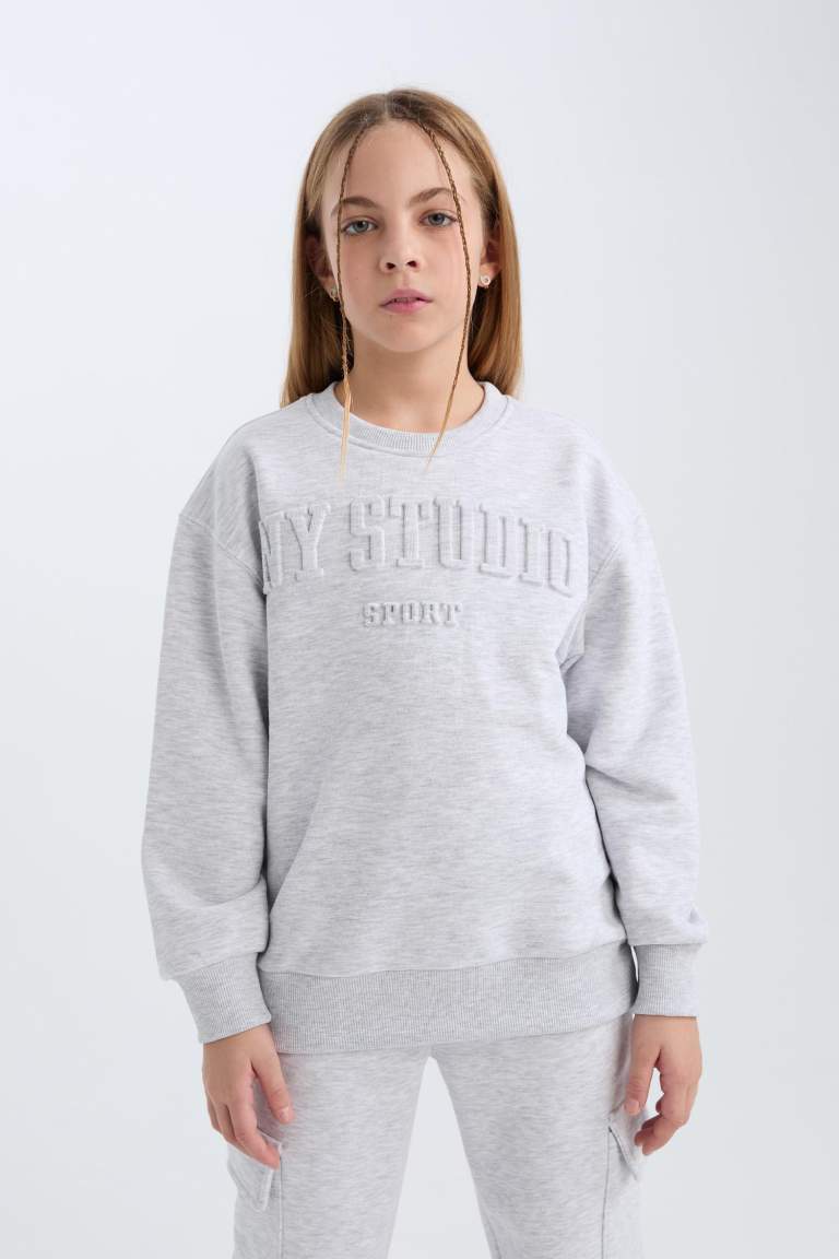 Girl Crew Neck Printed Sweatshirt