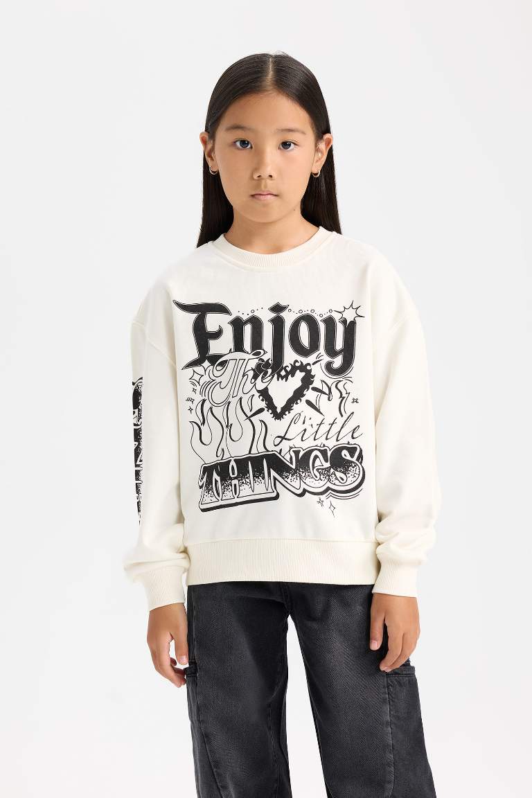 Girl Oversize Fit Mold Crew Neck Sweatshirt