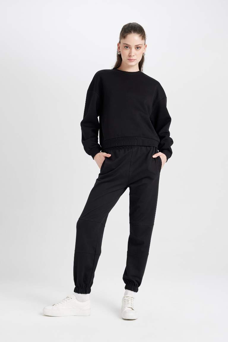 Regular Fit Crew Neck Thick Basic Sweatshirt