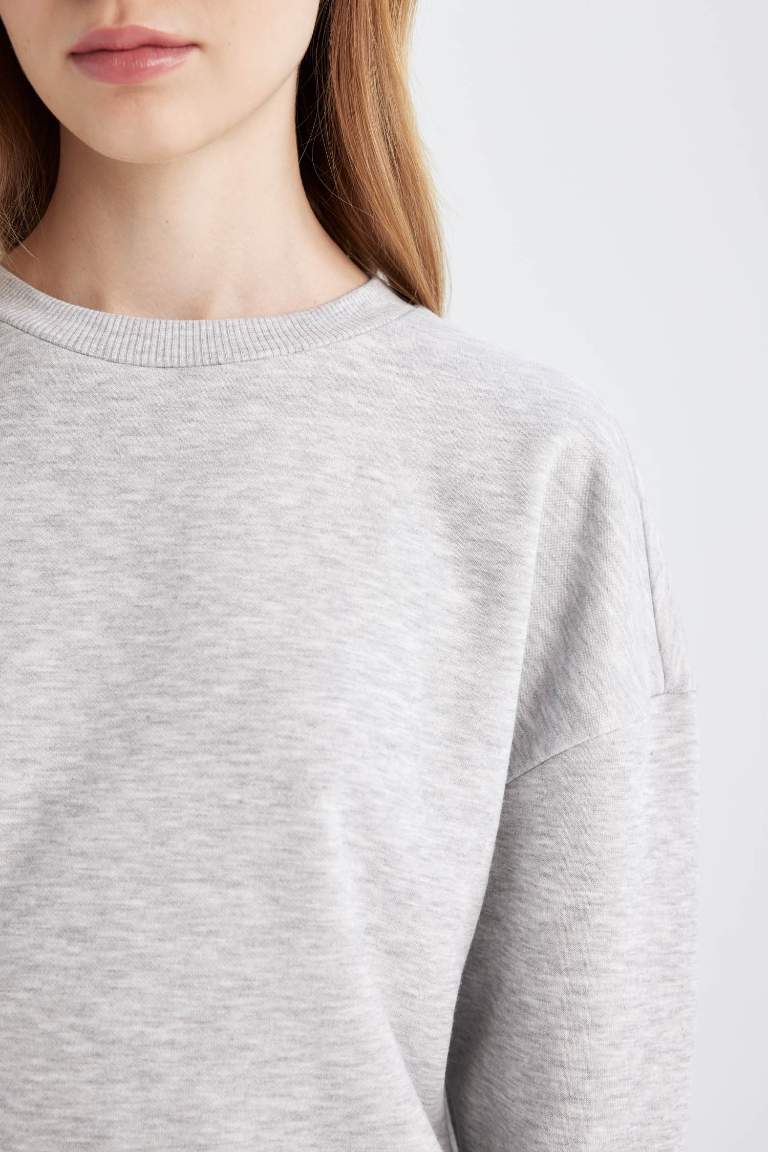 Sweat-Shirt basique en tissu épais à coupe régulière