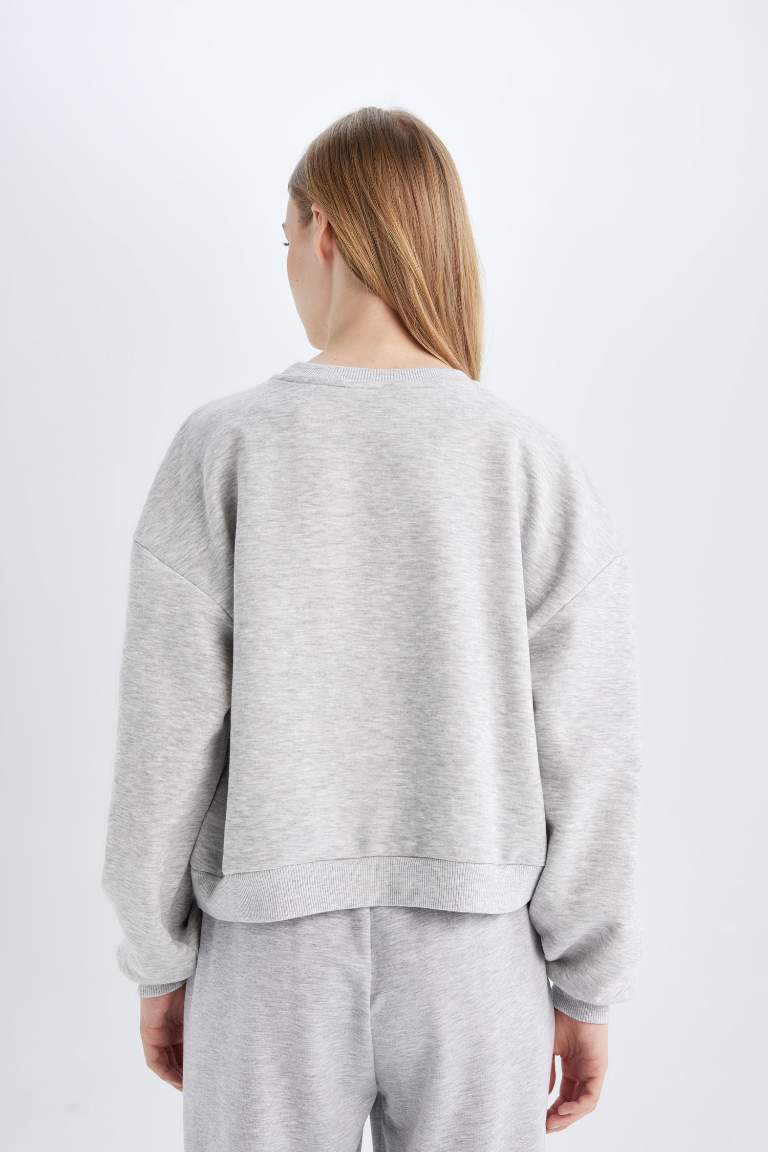 Sweat-Shirt basique en tissu épais à coupe régulière