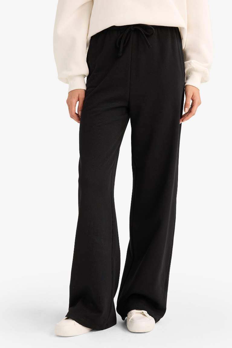 Straight Fit Basic Düz Geniş Paça Pantolon