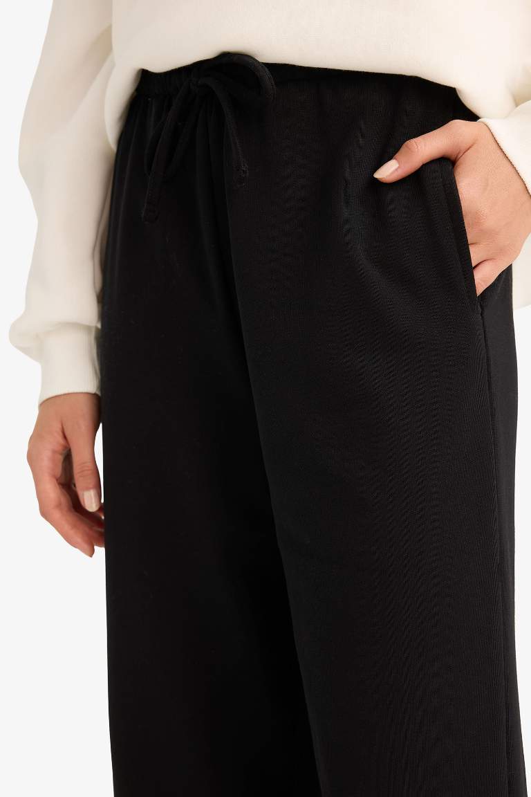 Straight Fit Basic Düz Geniş Paça Pantolon