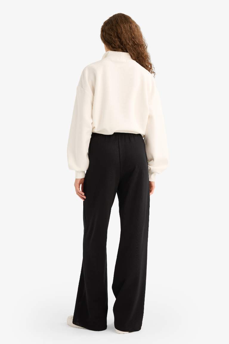 Straight Fit Basic Düz Geniş Paça Pantolon
