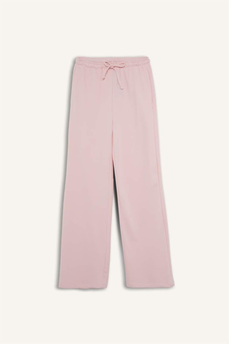 Straight Fit Wide Leg Basic Pocketed Sweatpants