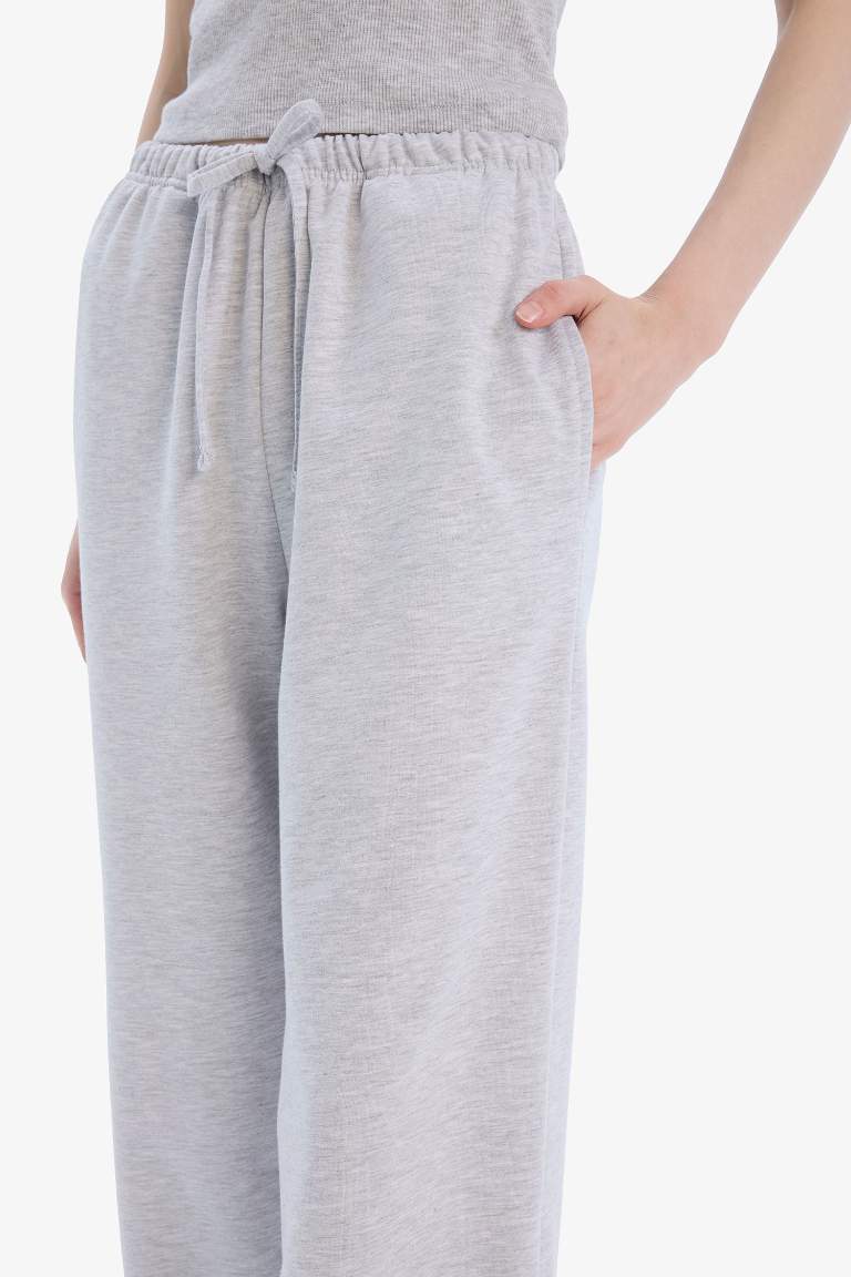 Pantalon de survêtement basique à taille élastique et poches Coupe droite