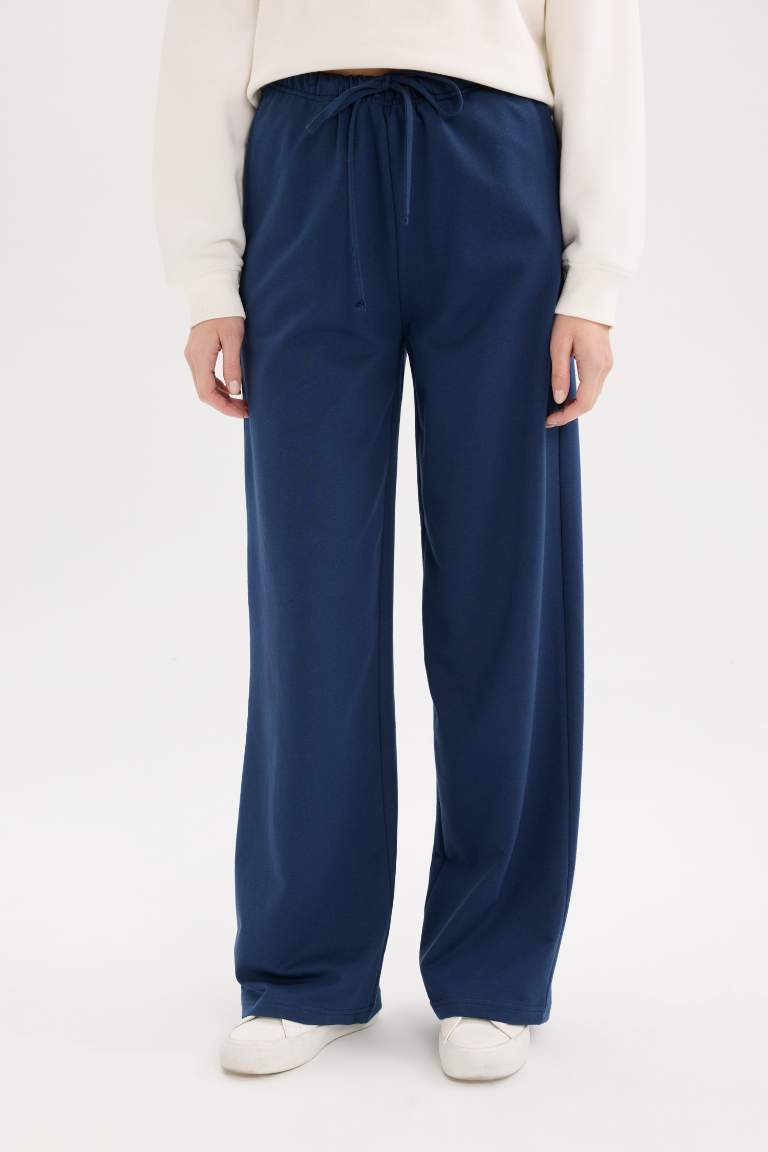 Straight Fit Elastic Waist Long Length Basic Sweatpants