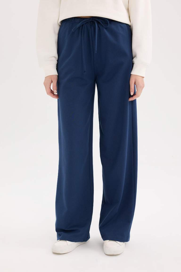 Straight Fit Long Elastic Waist Basic Sweatpants
