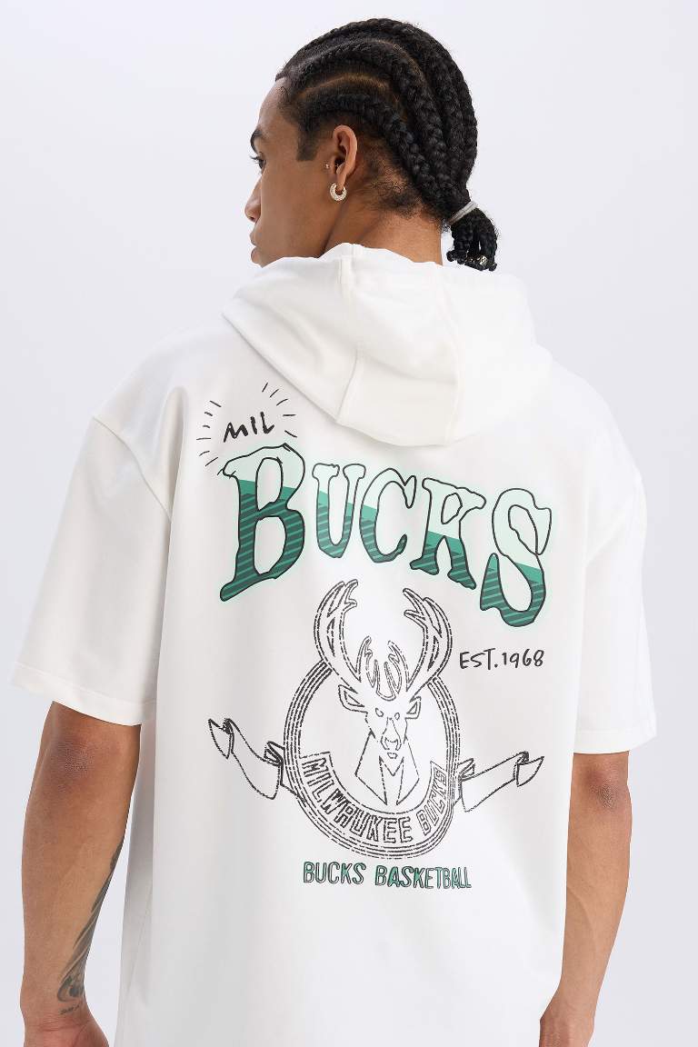 DeFactoFit NBA Milwaukee Bucks Oversize Fit Sports T-Shirt