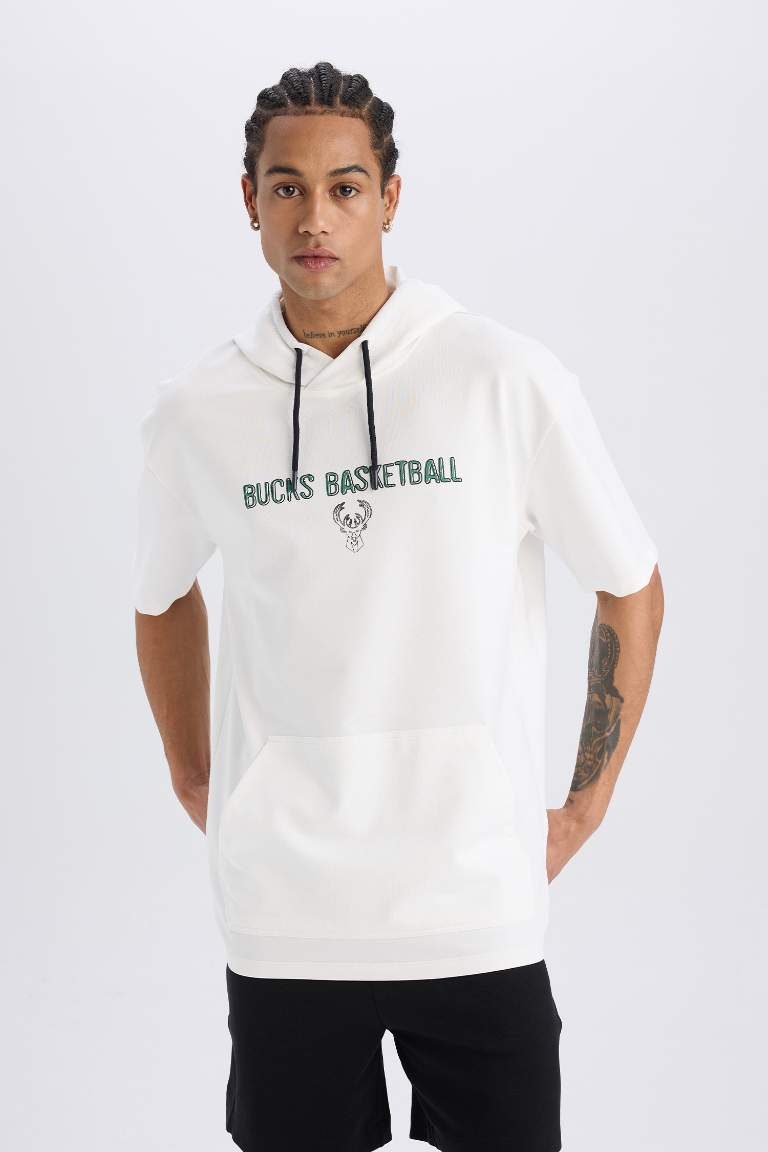 DeFactoFit NBA Milwaukee Bucks Oversize Fit Sports T-Shirt