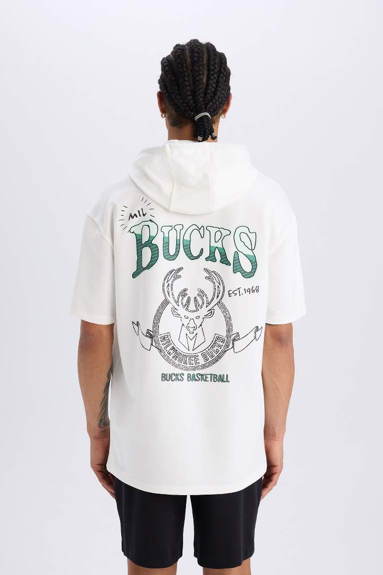 DeFactoFit NBA Milwaukee Bucks Oversize Fit Sports T-Shirt