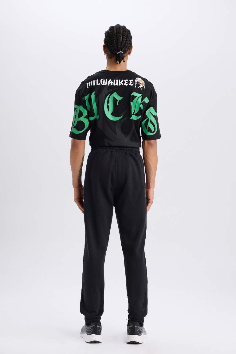 DeFactoFit NBA Milwaukee Bucks Standard Fit Thick Sports Jogger Sweatpants