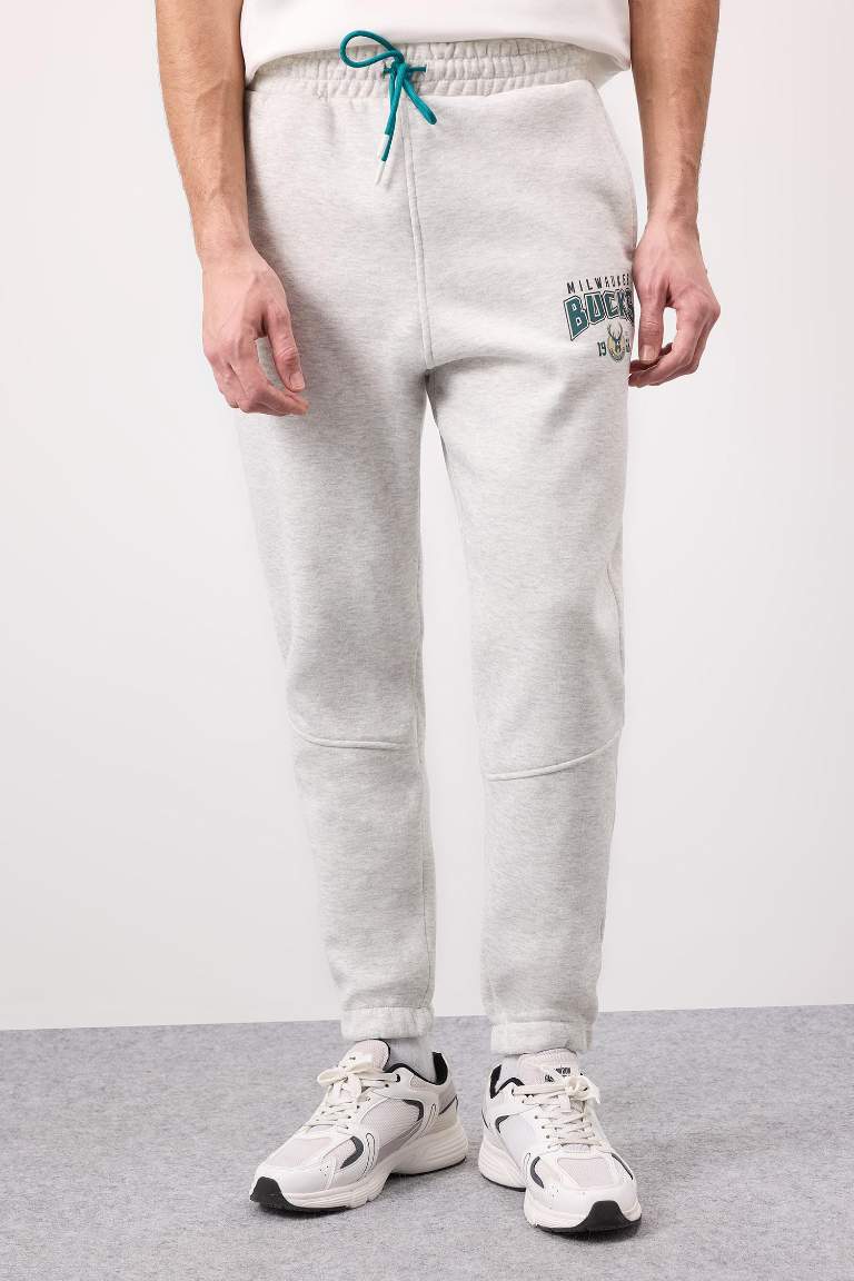 DeFactoFit NBA Milwaukee Bucks Kalın Jogger Eşofman Altı Standart Fit Beli Bağcıklı Cepli
