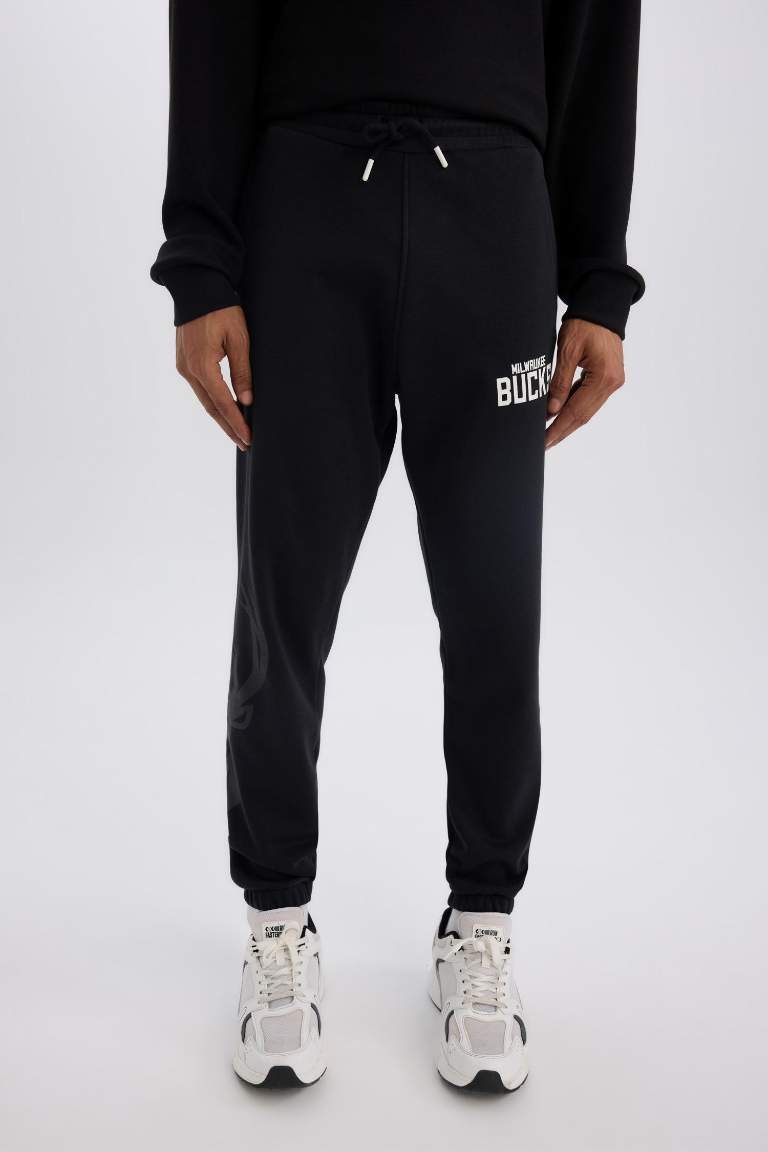 DeFactoFit NBA Milwaukee Bucks Kalın Jogger Eşofman Altı Beli Bağcıklı Standart Fit Cepli