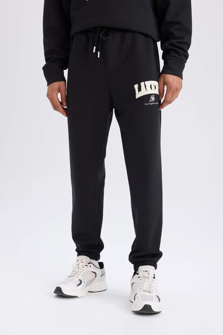 DeFactoFit NBA Los Angeles Lakers Standard Fit Scuba Fabric Sports Jogger Sweatpants