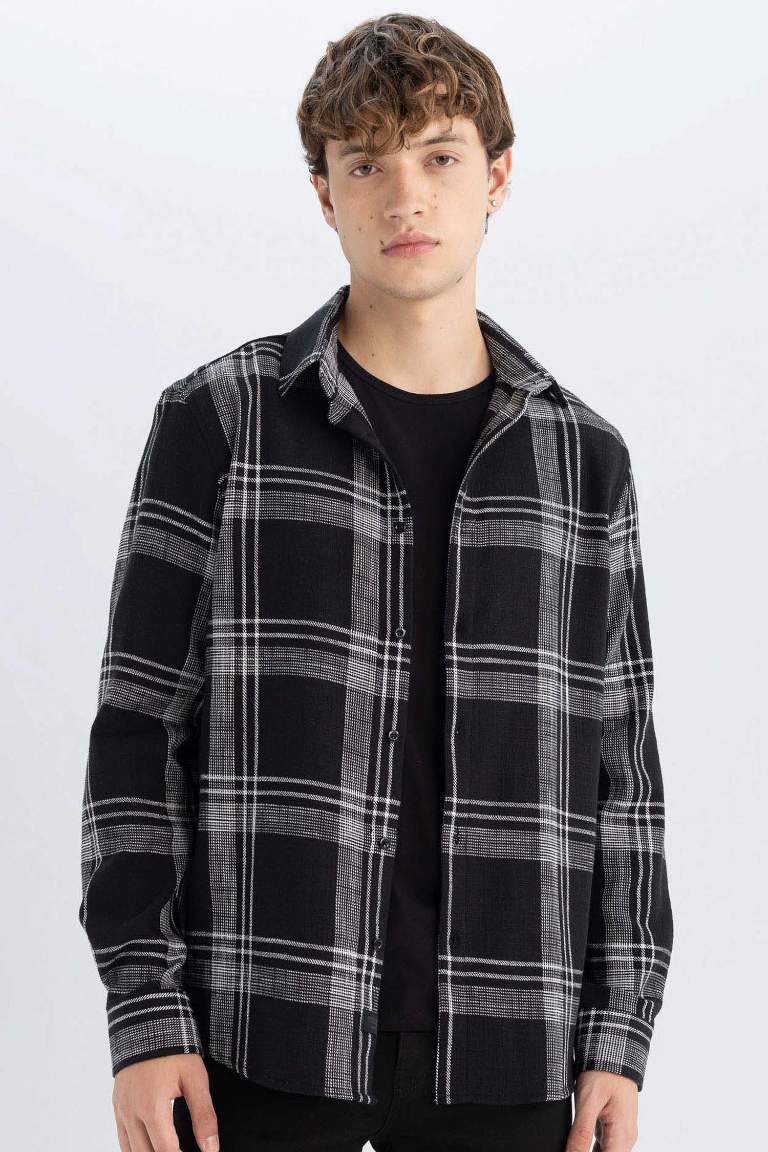 Regular Fit Basic Cotton Long Sleeve Shirt