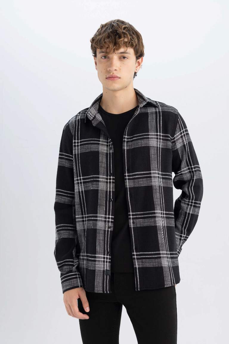 Regular Fit Basic Cotton Long Sleeve Shirt