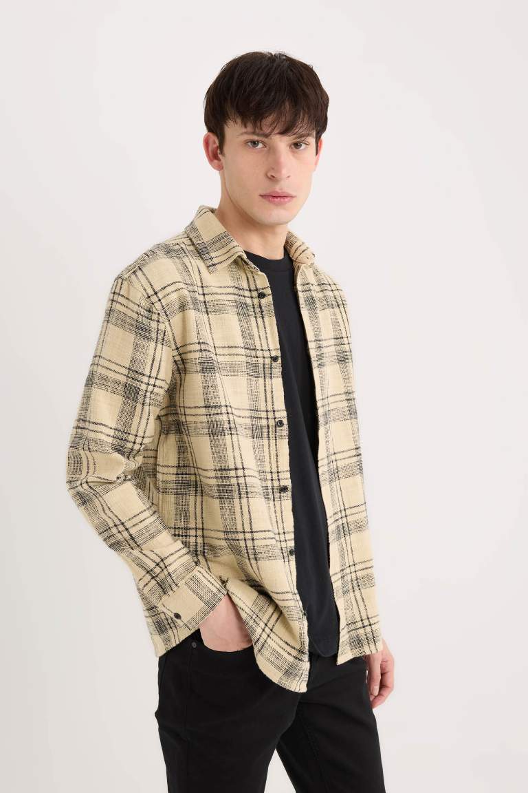 Regular Fit Cotton Plaid Long Sleeve Shirt