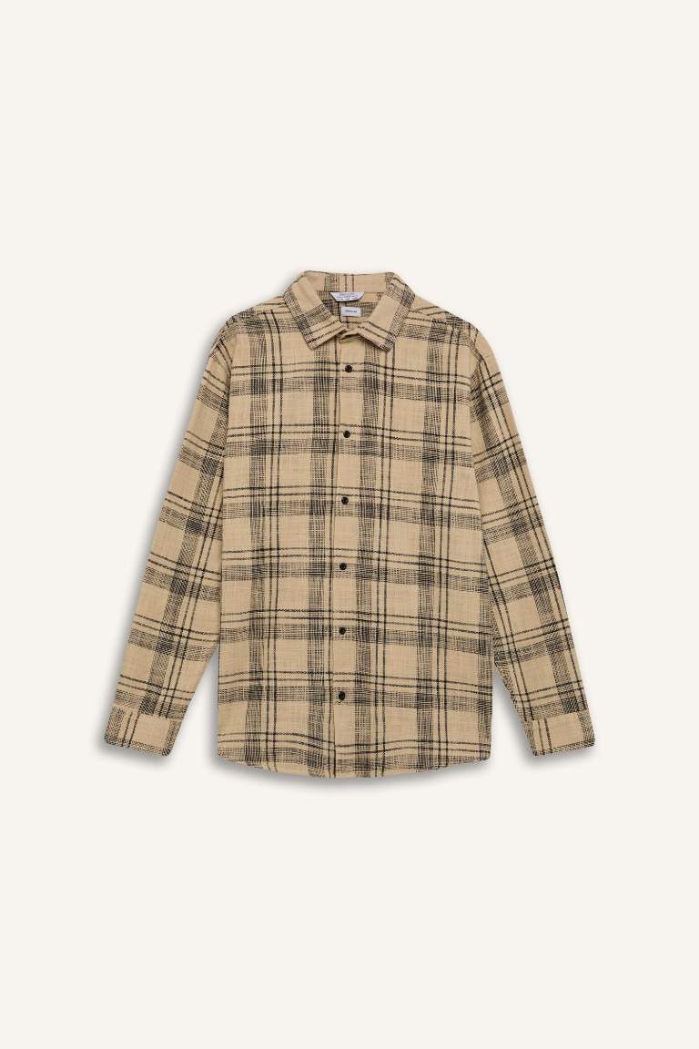 Regular Fit Cotton Plaid Long Sleeve Shirt