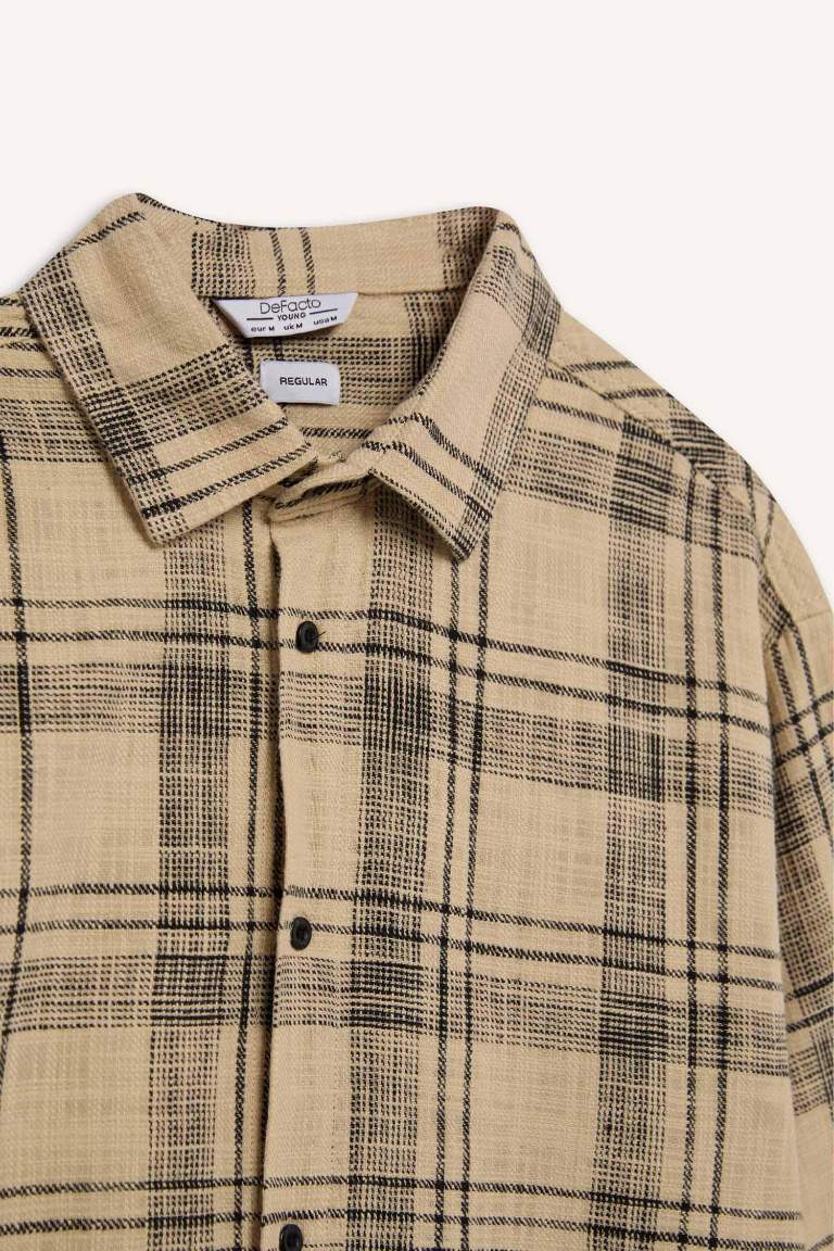 Regular Fit Cotton Plaid Long Sleeve Shirt